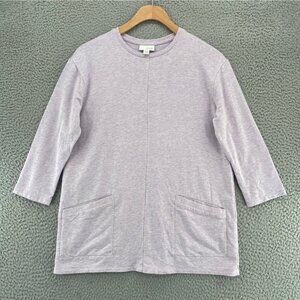 J Jill Top Womens Extra Small Purple Heather Pure Jill 3/4 Sleeve Tunic Pockets